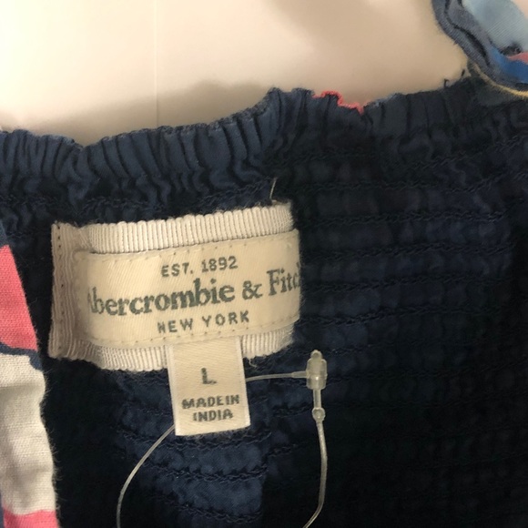 Abercrombie & Fitch L Dress Blue White Pink Floral Abstract Excellent Condition - Picture 2 of 9